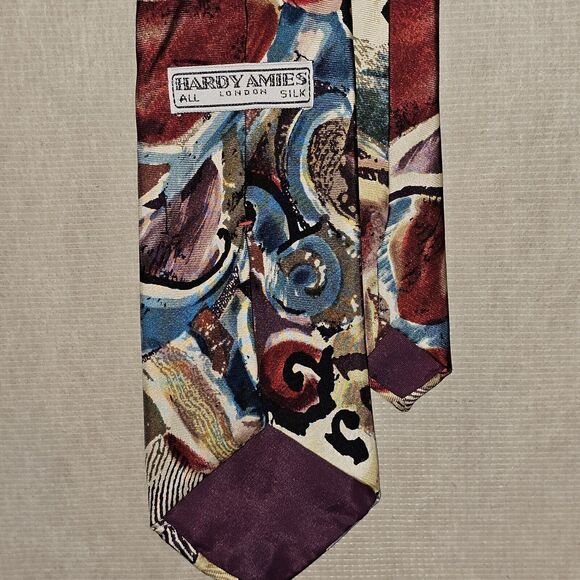 Hardy Amies Mens Tie - All London Silk - Abstract Colorful Pattern 56.5" x 3.5" - Picture 2 of 12